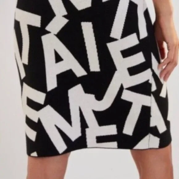 Maeve by Anthropologie Je t'aime Knit Pencil Skirt - Black & White - US S - NWOT - Picture 3 of 7